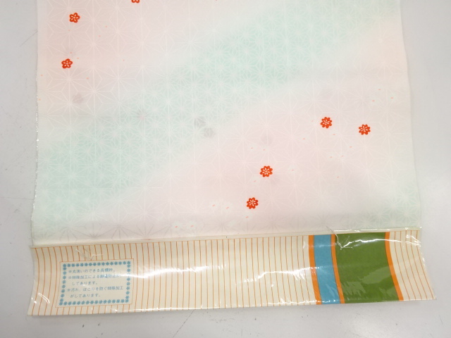  B反　麻の葉に梅模様　長襦袢地反物